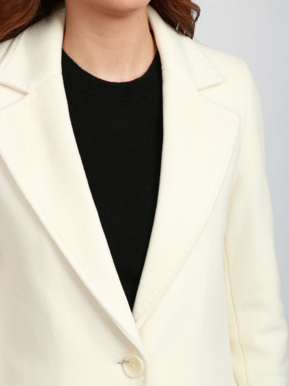CHIARULLI Cappotto EOS Monopetto in Lana Vergine Avorio Avorio