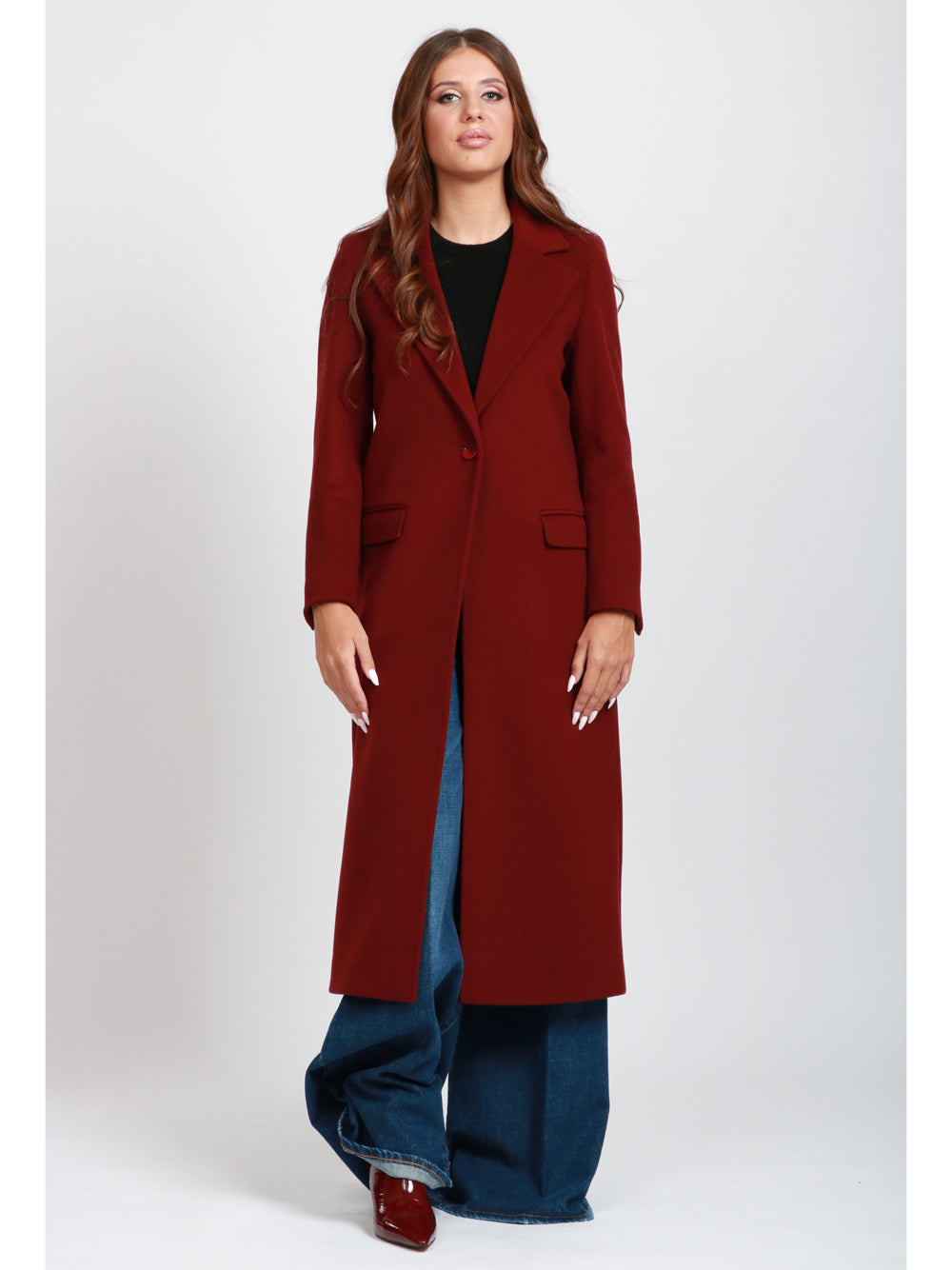 CHIARULLI Cappotto EOS Monopetto in Lana Vergine Bordeaux Bordeaux