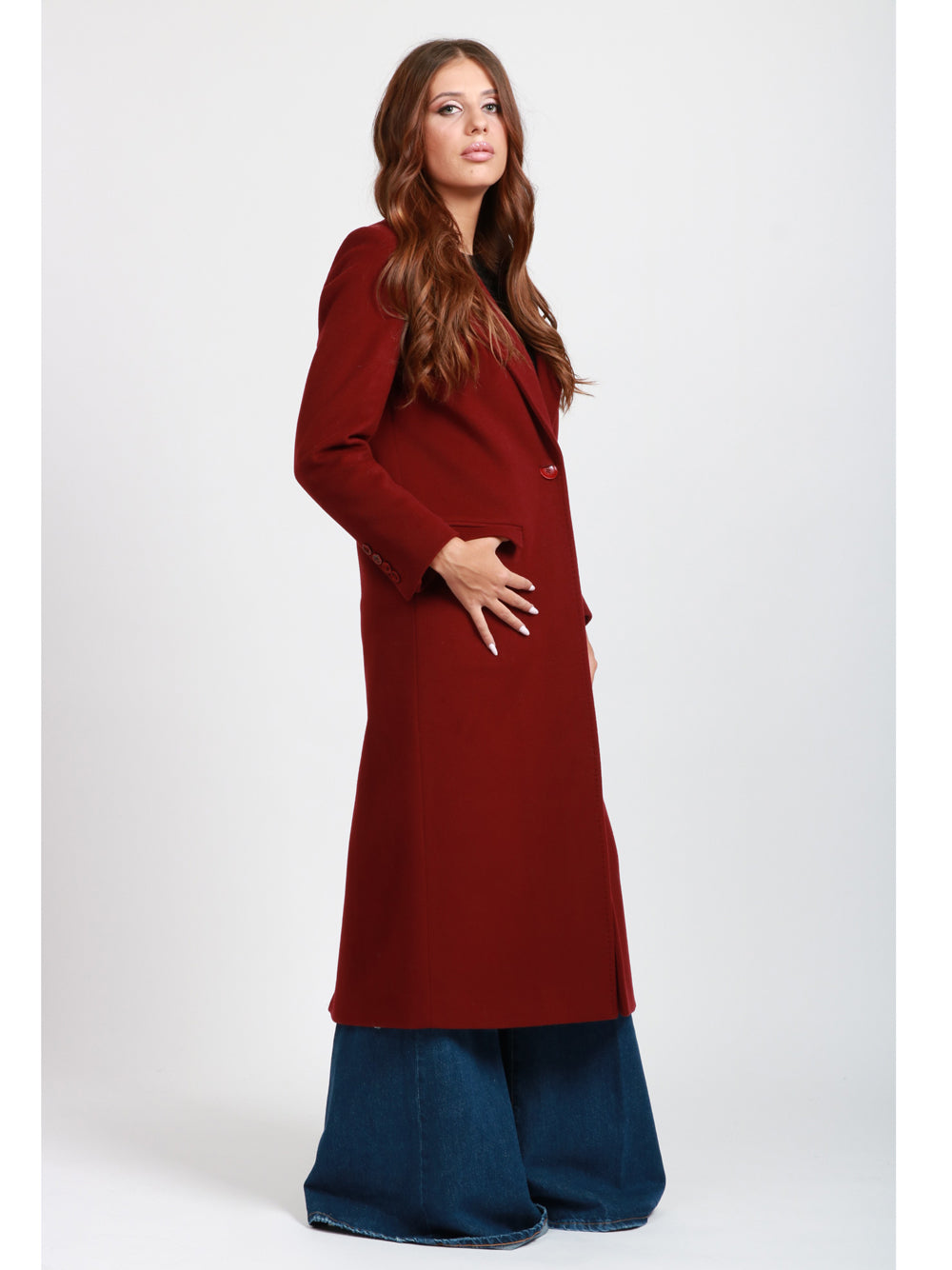 CHIARULLI Cappotto EOS Monopetto in Lana Vergine Bordeaux Bordeaux