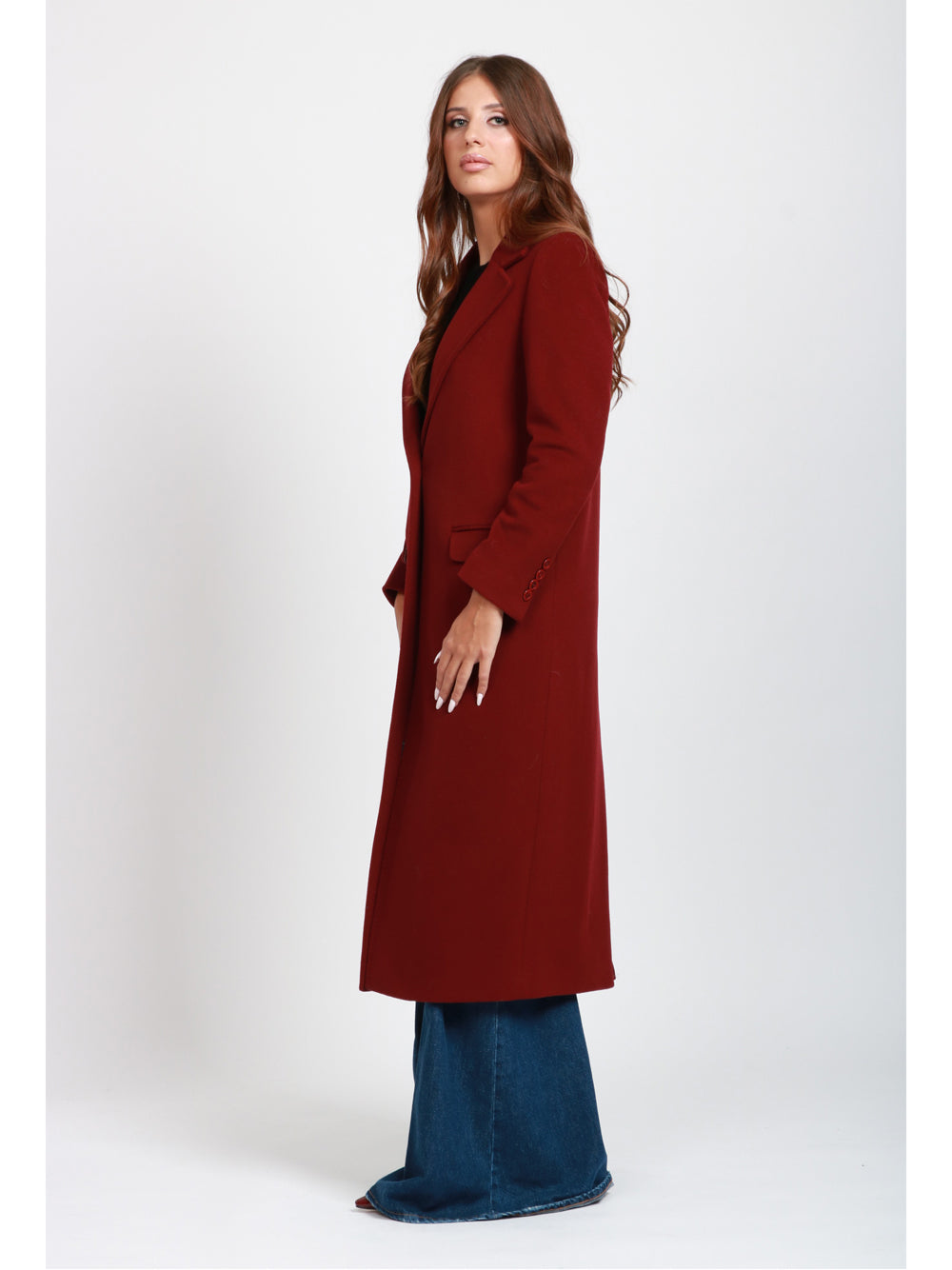 CHIARULLI Cappotto EOS Monopetto in Lana Vergine Bordeaux Bordeaux