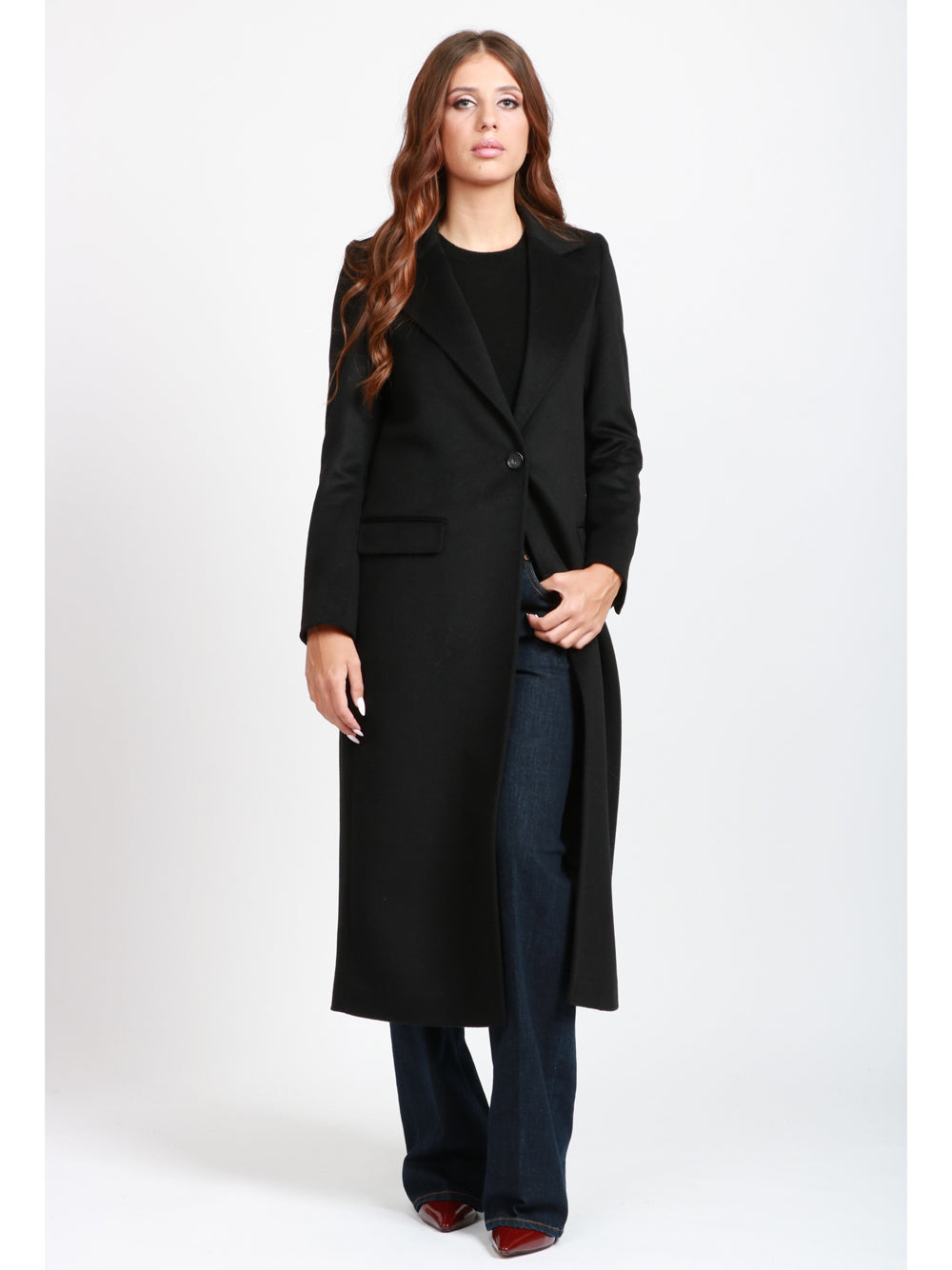 CHIARULLI Cappotto EOS Monopetto in Lana Vergine Nero Nero