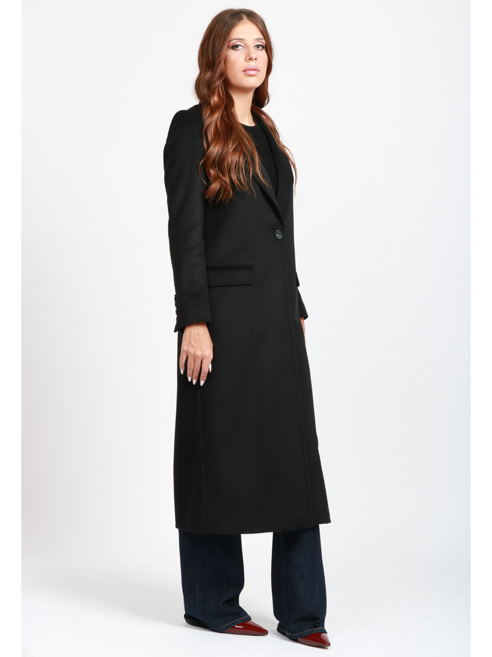 CHIARULLI Cappotto EOS Monopetto in Lana Vergine Nero Nero