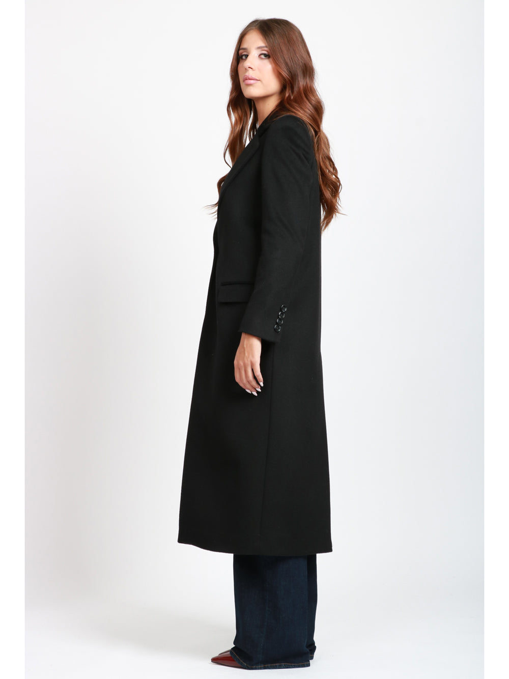 CHIARULLI Cappotto EOS Monopetto in Lana Vergine Nero Nero