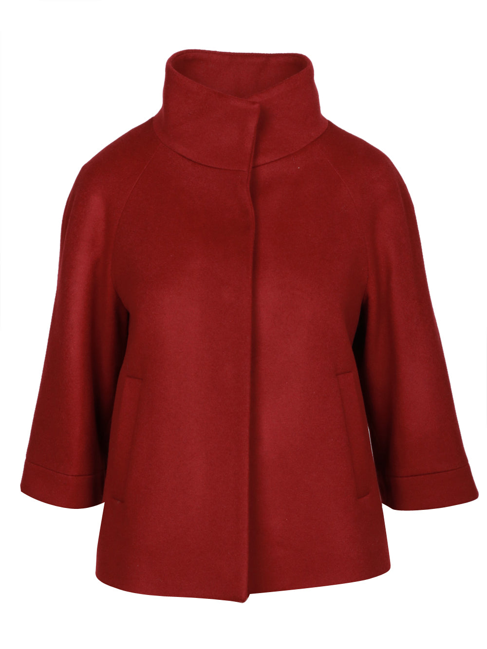CHIARULLI Caban Tonia Monopetto in Lana Bordeaux con Collo Alto Bordeaux