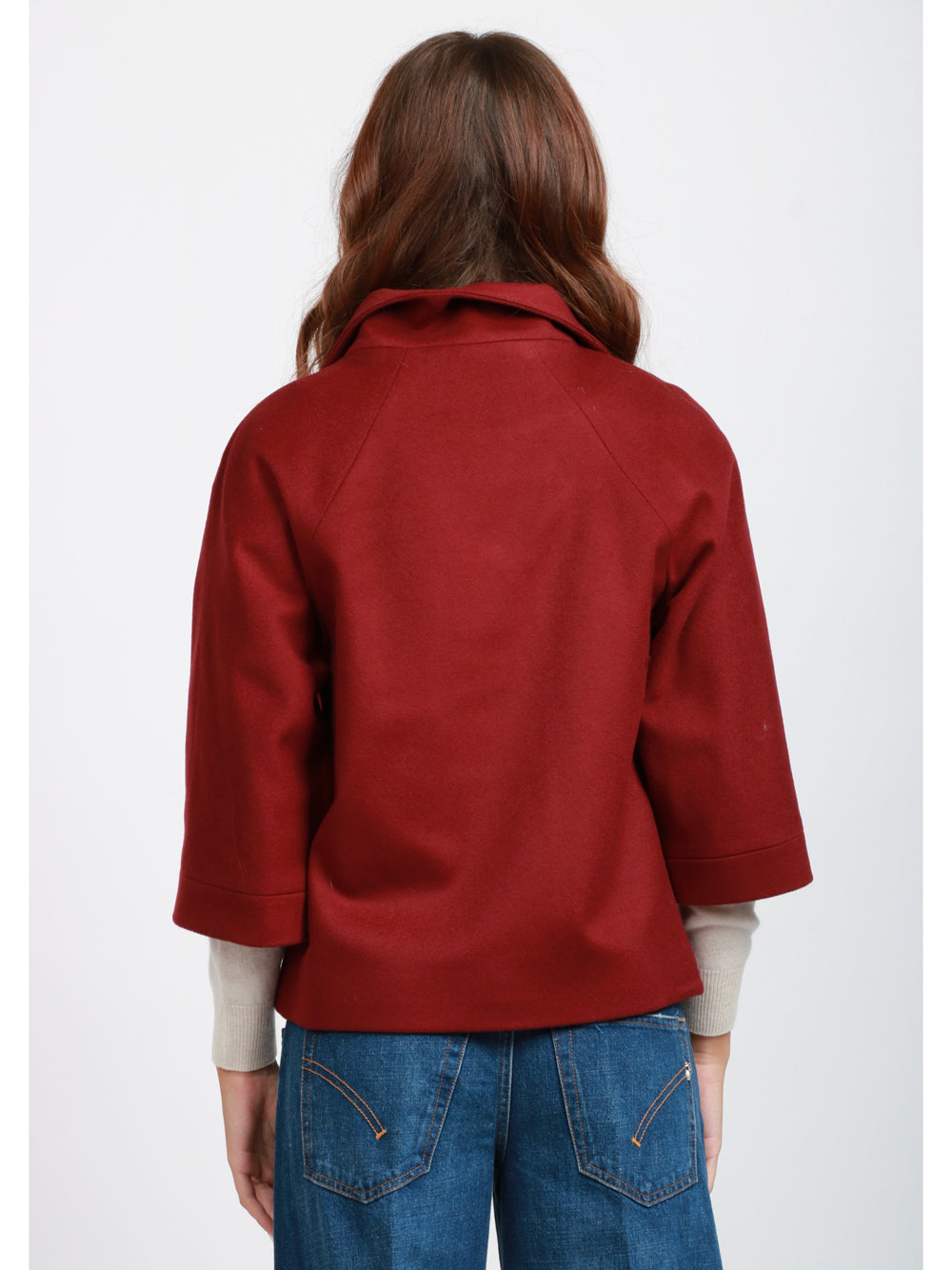 CHIARULLI Caban Tonia Monopetto in Lana Bordeaux con Collo Alto Bordeaux