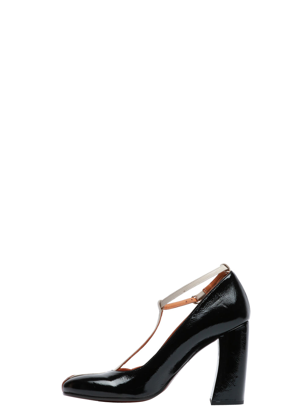 CHIE MIHARA Scarpe Décolleté Wotashi T-Bar in Pelle Nere e Bronzo Nero/avorio/marrone