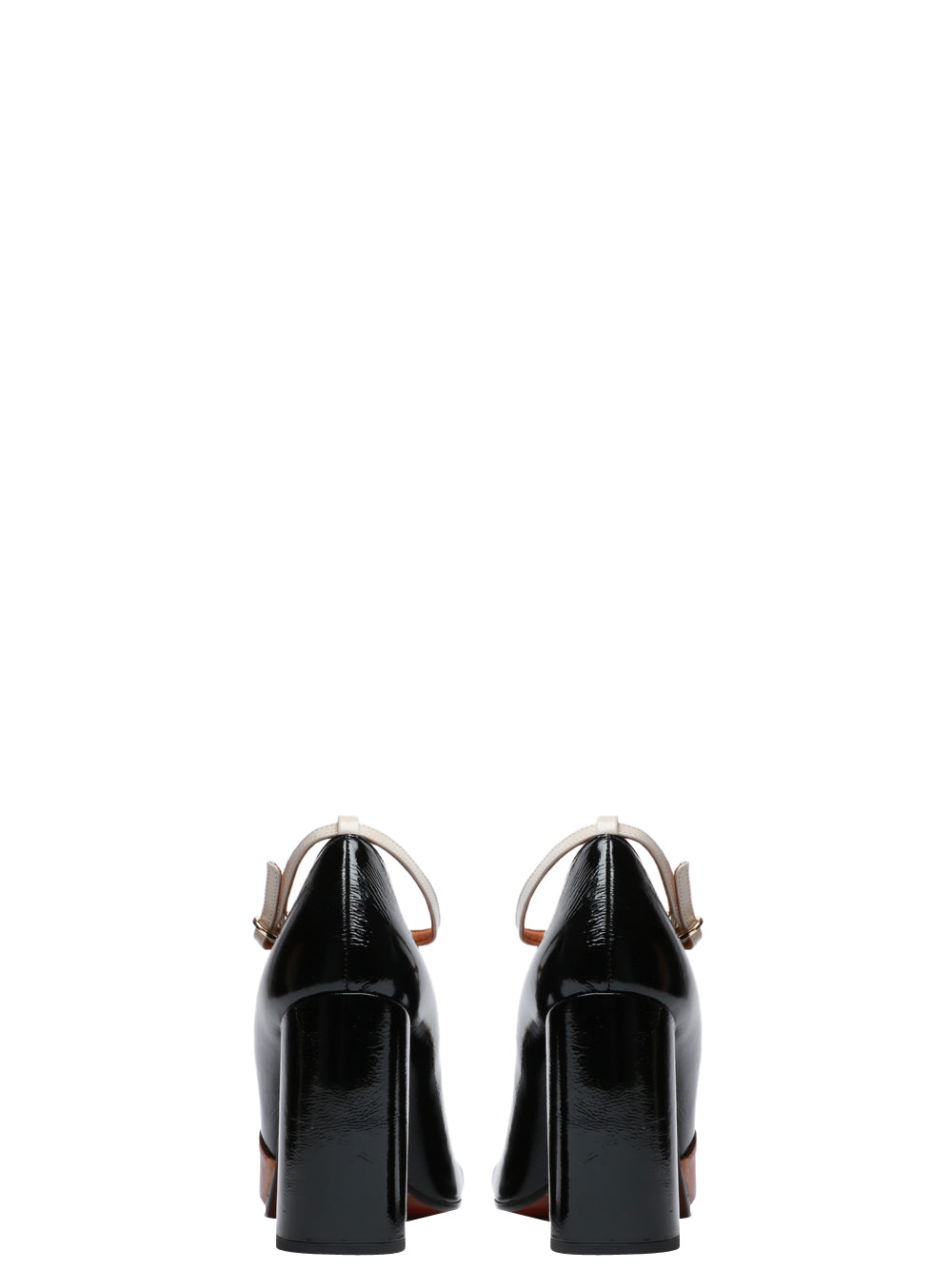 CHIE MIHARA Scarpe Décolleté Wotashi T-Bar in Pelle Nere e Bronzo Nero/avorio/marrone