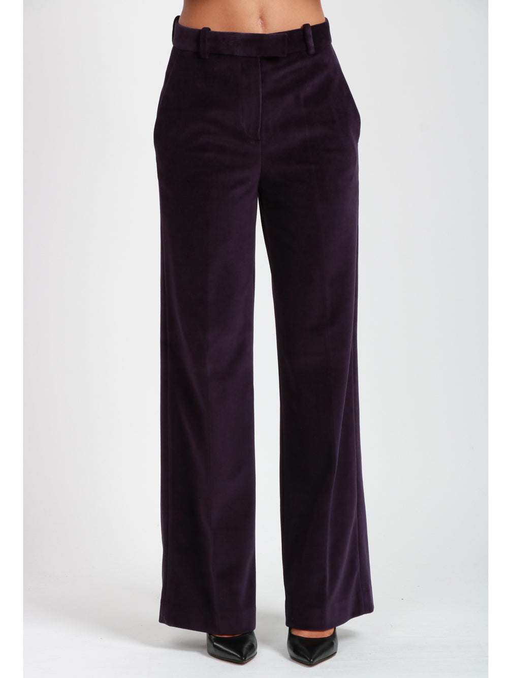 CIRCOLO 1901 Pantaloni in Velluto Viola con Gamba Dritta Viola