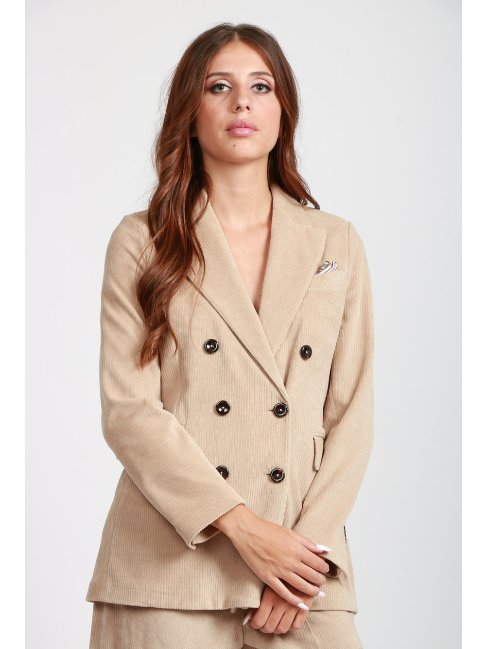 CIRCOLO 1901 Giacca in Velluto Beige a Coste Doppiopetto Beige