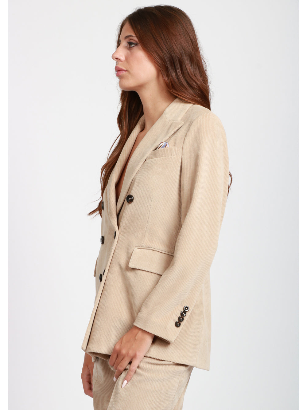 CIRCOLO 1901 Giacca in Velluto Beige a Coste Doppiopetto Beige