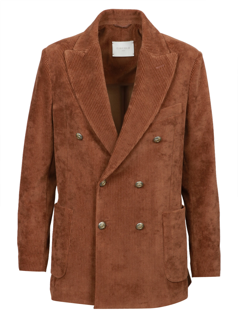 CIRCOLO 1901 Giacca Doppiopetto in Velluto a Costine Marrone Bruciato