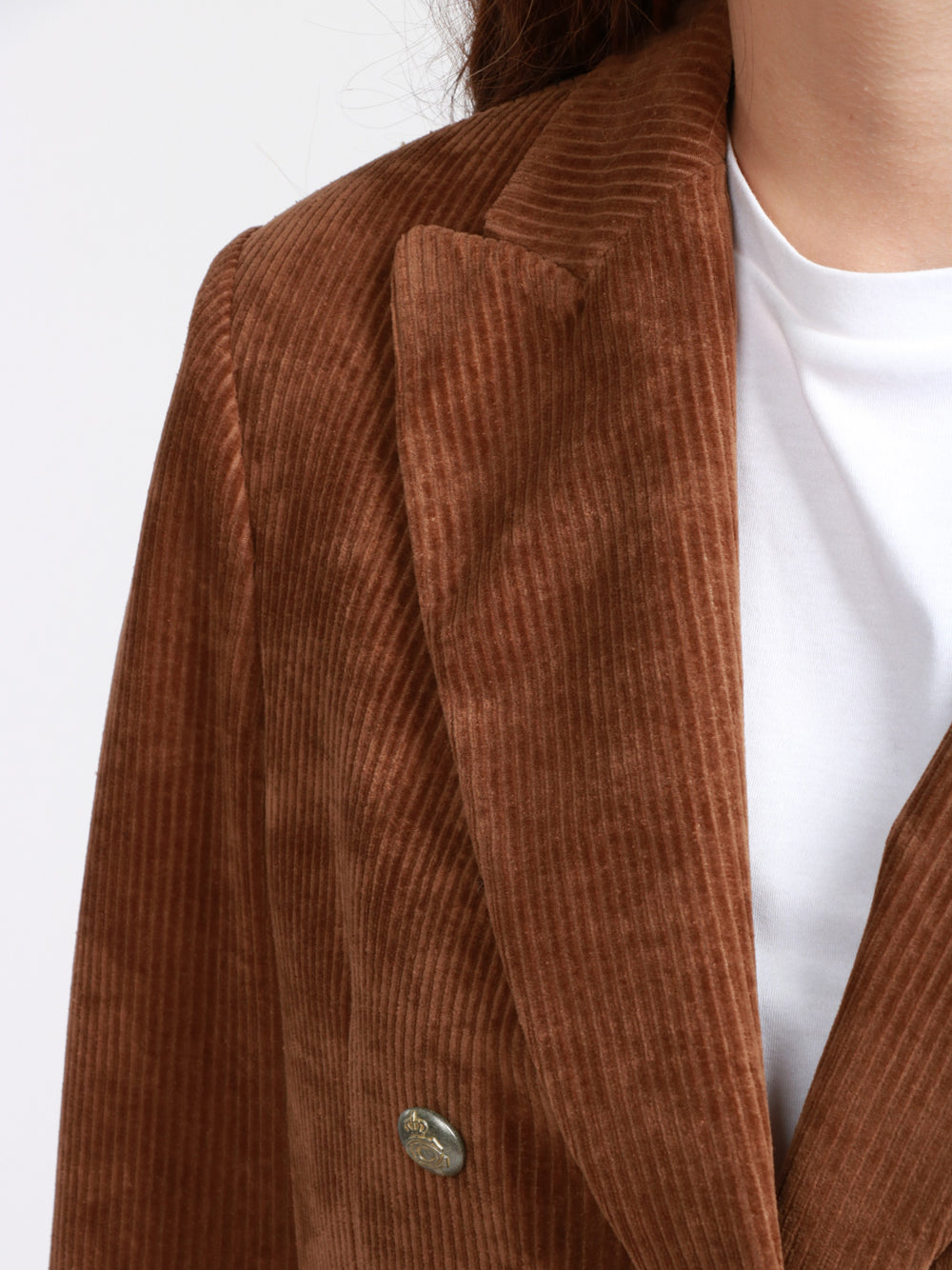 CIRCOLO 1901 Giacca Doppiopetto in Velluto a Costine Marrone Bruciato