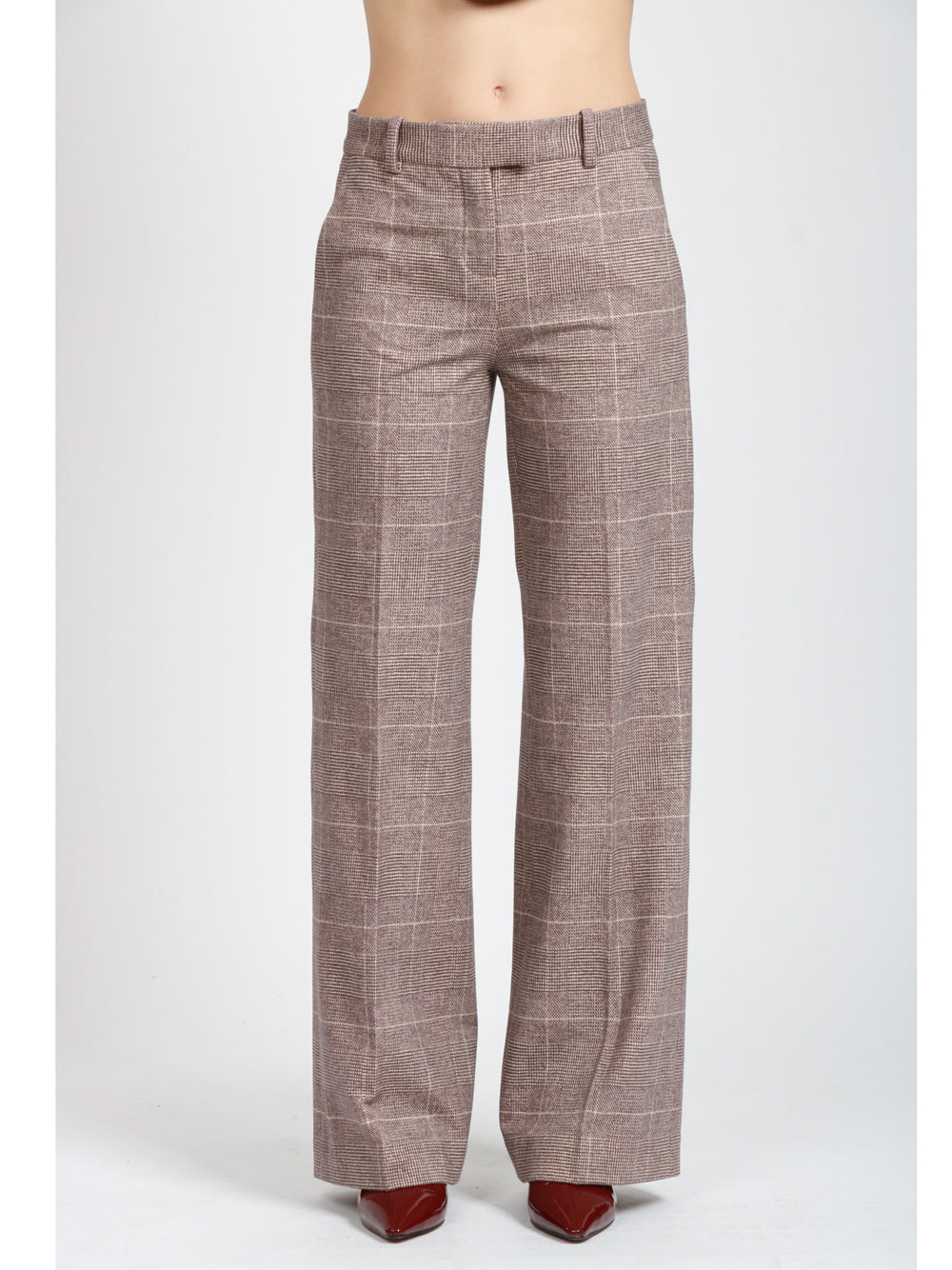 CIRCOLO 1901 Pantaloni in Felpa Beige e Vinaccio con Stampa Principe di Galles Beige/vinaccio