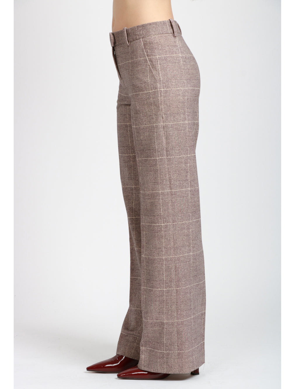 CIRCOLO 1901 Pantaloni in Felpa Beige e Vinaccio con Stampa Principe di Galles Beige/vinaccio