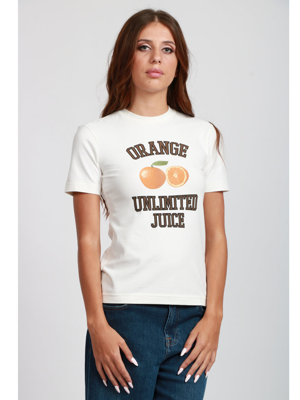 CIRCOLO 1901 T-shirt in Cotone Bianca con Stampa Arance Bianco/marrone