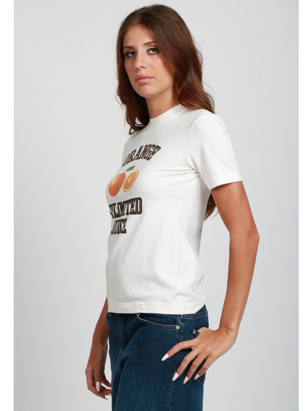 CIRCOLO 1901 T-shirt in Cotone Bianca con Stampa Arance Bianco/marrone