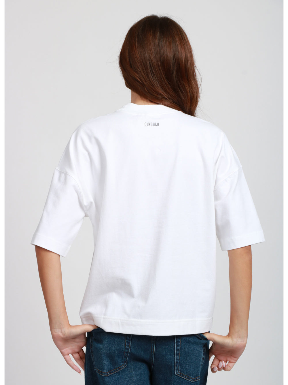 CIRCOLO 1901 T-shirt in Cotone Bianca Over con Stampa con Melograni Bianco/viola