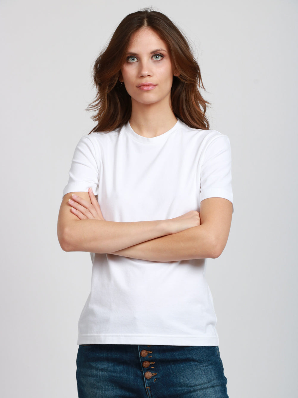 CIRCOLO 1901 T-shirt in Cotone Bianca Girocollo a Tinta Unita Bianco