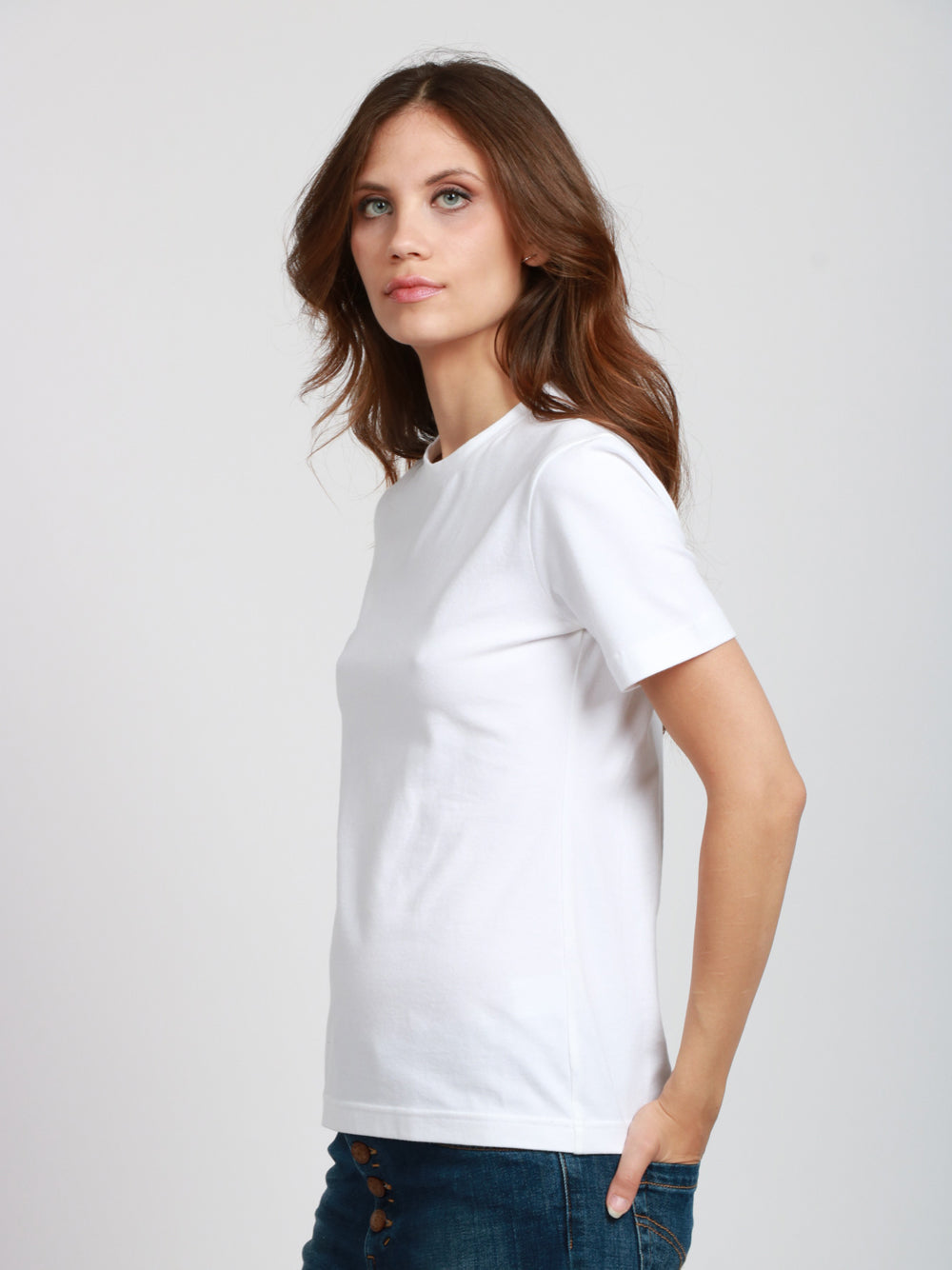 CIRCOLO 1901 T-shirt in Cotone Bianca Girocollo a Tinta Unita Bianco