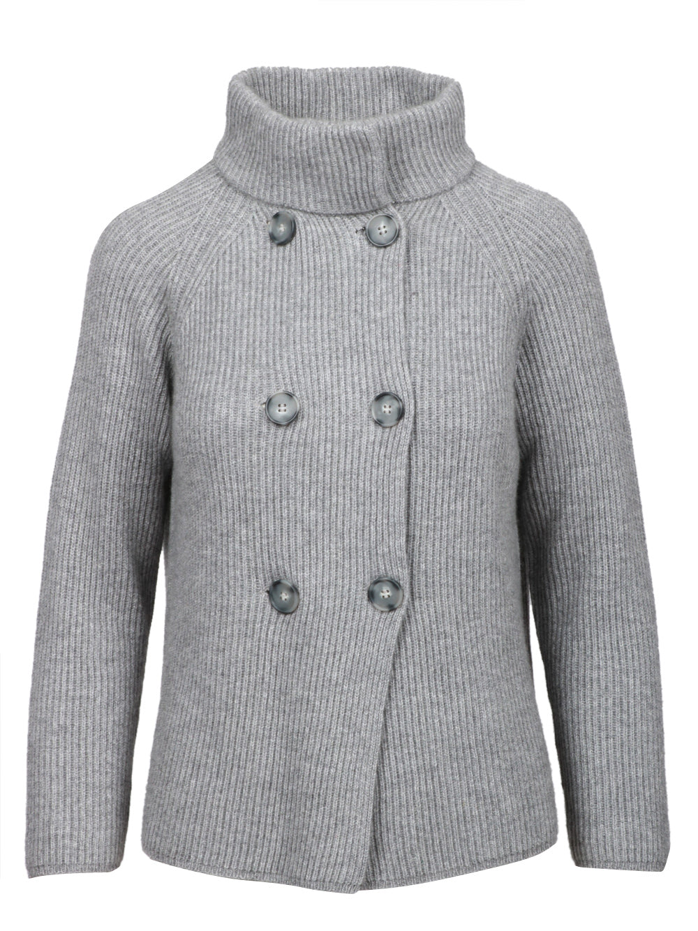 DEBBIE KATZ Giacca Doppiopetto a Costine in Misto Cashmere Grigia Grigio