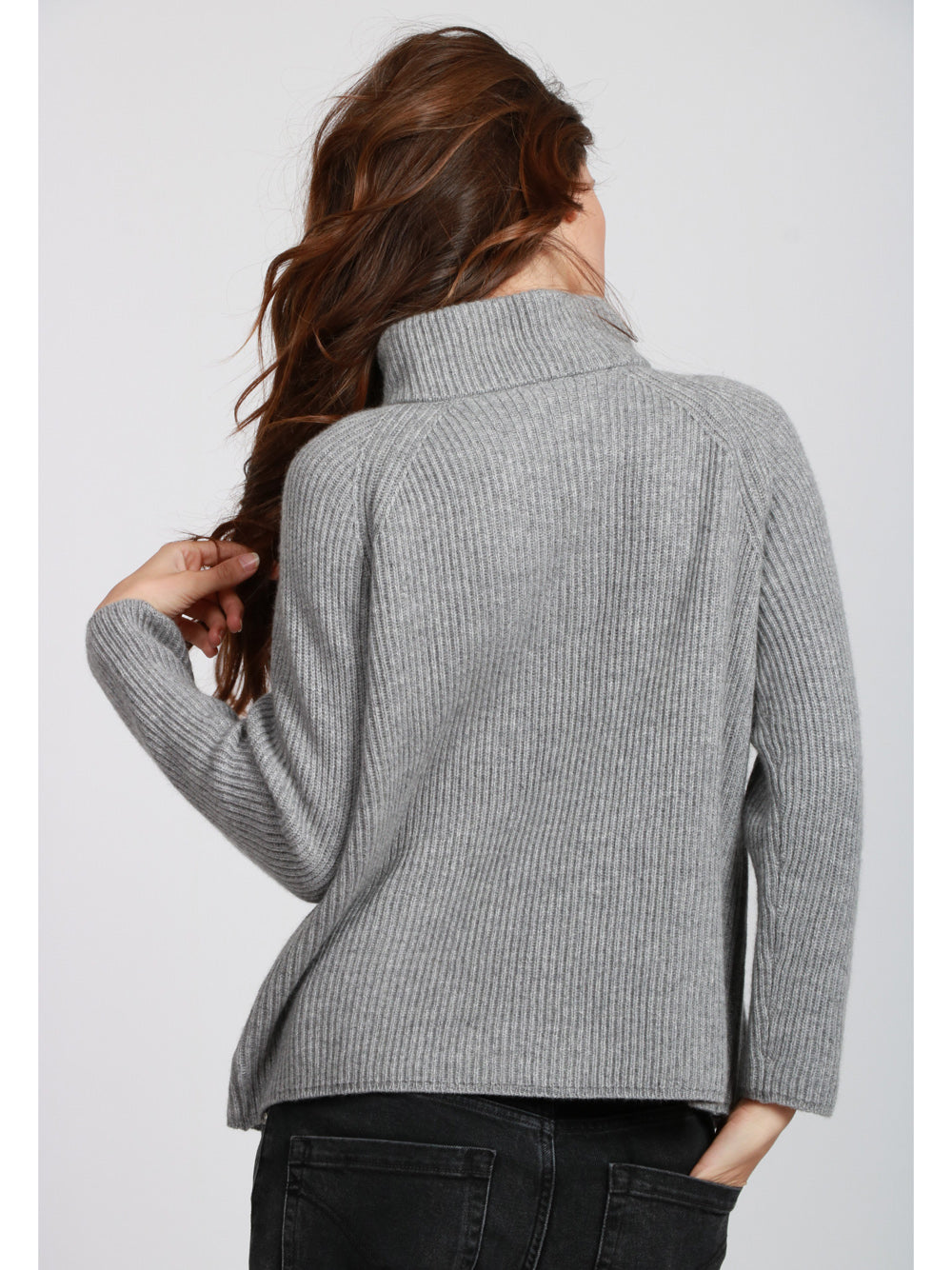 DEBBIE KATZ Giacca Doppiopetto a Costine in Misto Cashmere Grigia Grigio