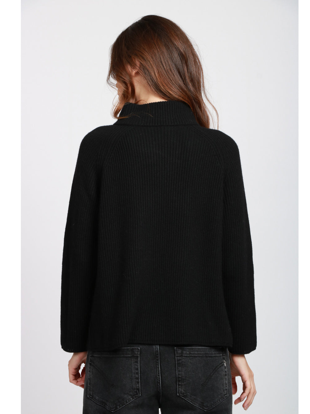DEBBIE KATZ Giacca Doppiopetto a Costine in Misto Cashmere Nera Nero