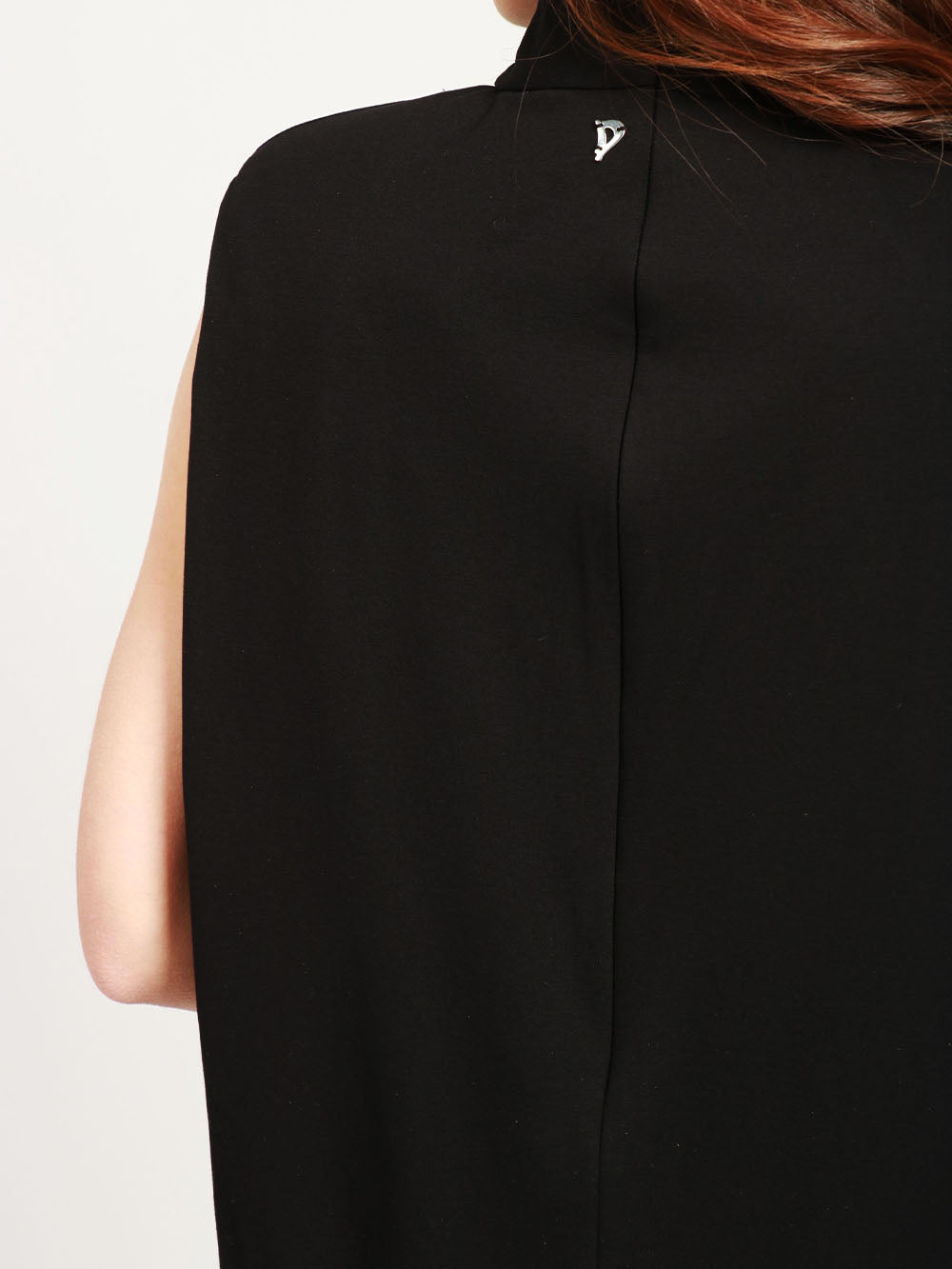 DONDUP Vestito Corto Tubino Nero con Collo Alto e Spalline Nero