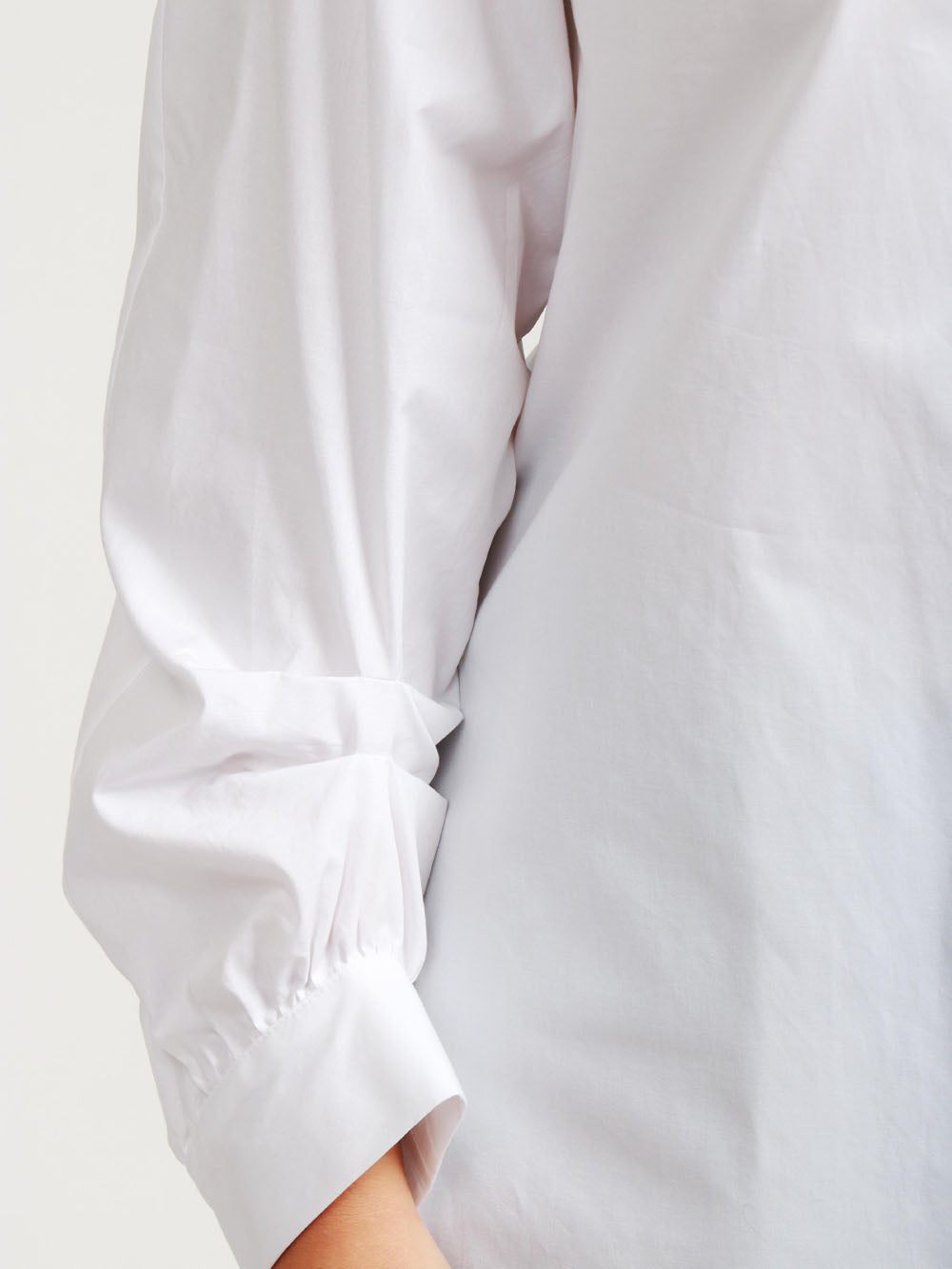 DONDUP Camicia in Popeline di Cotone Bianca con Maniche a Sbuffo Bianco