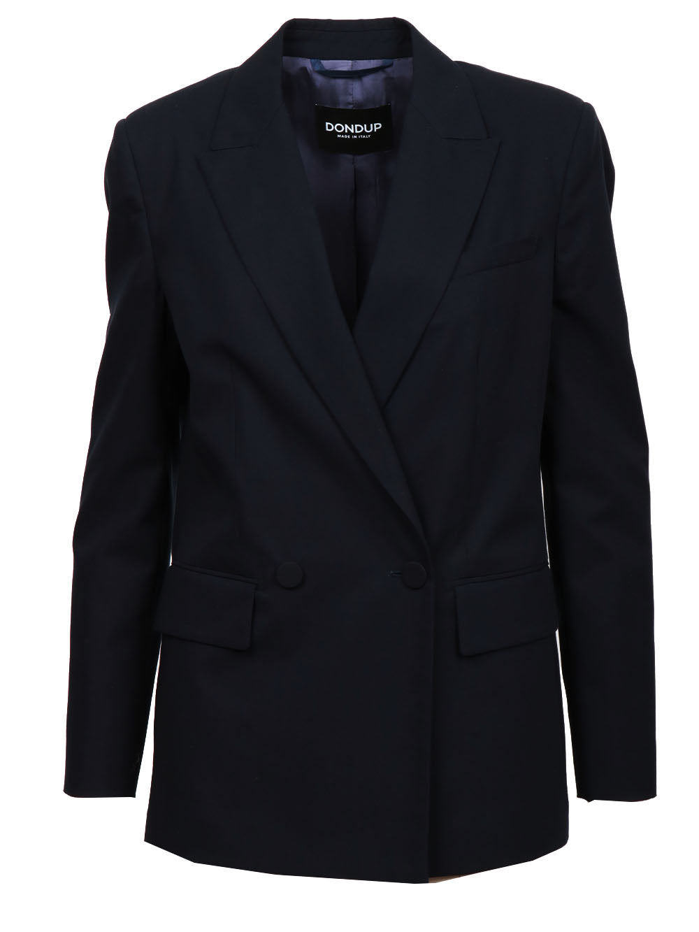 DONDUP Giacca Doppiopetto in Gabardina di Cotone Blu Blu notte