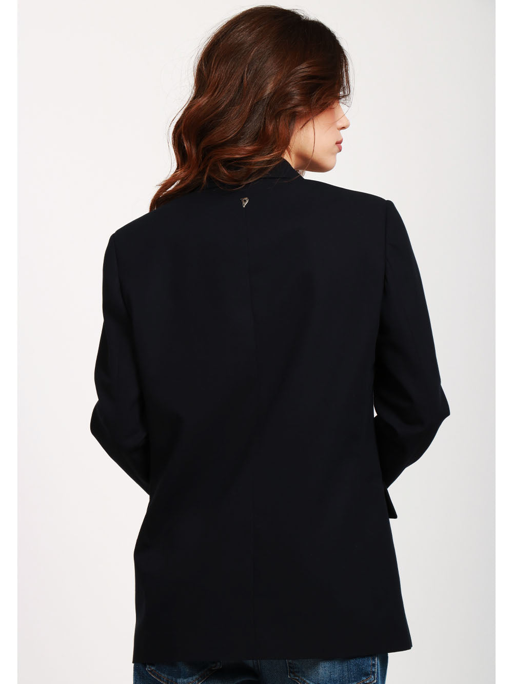 DONDUP Giacca Doppiopetto in Gabardina di Cotone Blu Blu notte