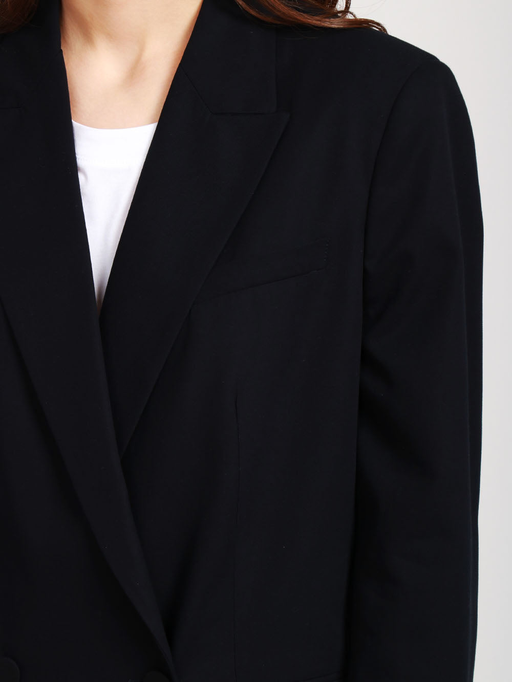 DONDUP Giacca Doppiopetto in Gabardina di Cotone Blu Blu notte