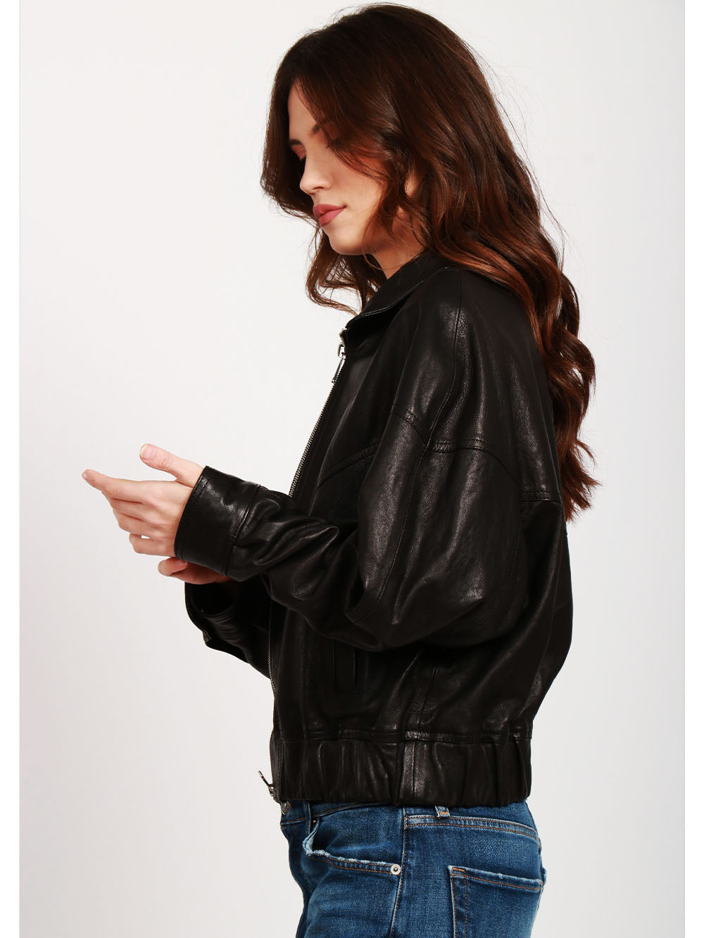DONDUP Giubbino Bomber in Pelle Nero Nero
