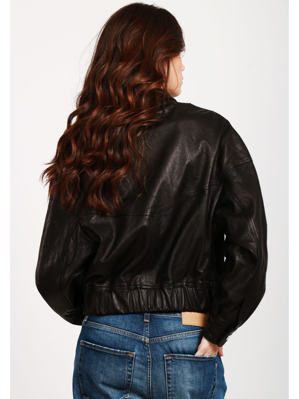 DONDUP Giubbino Bomber in Pelle Nero Nero