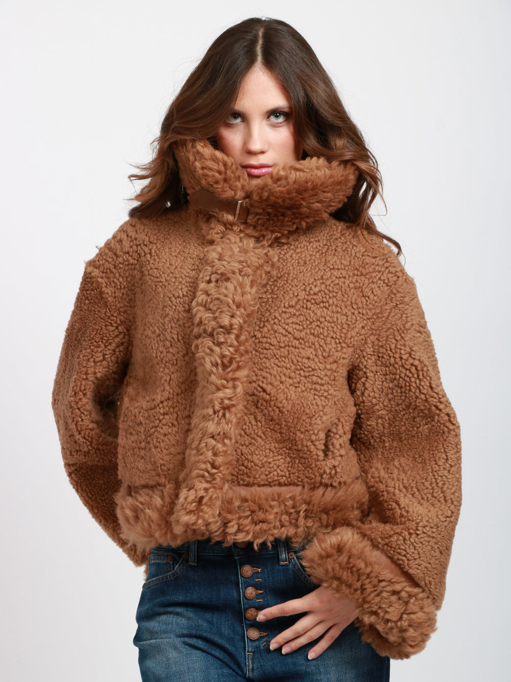 DONDUP Giubbino Montone in Pelle Camel Doubleface Cammello
