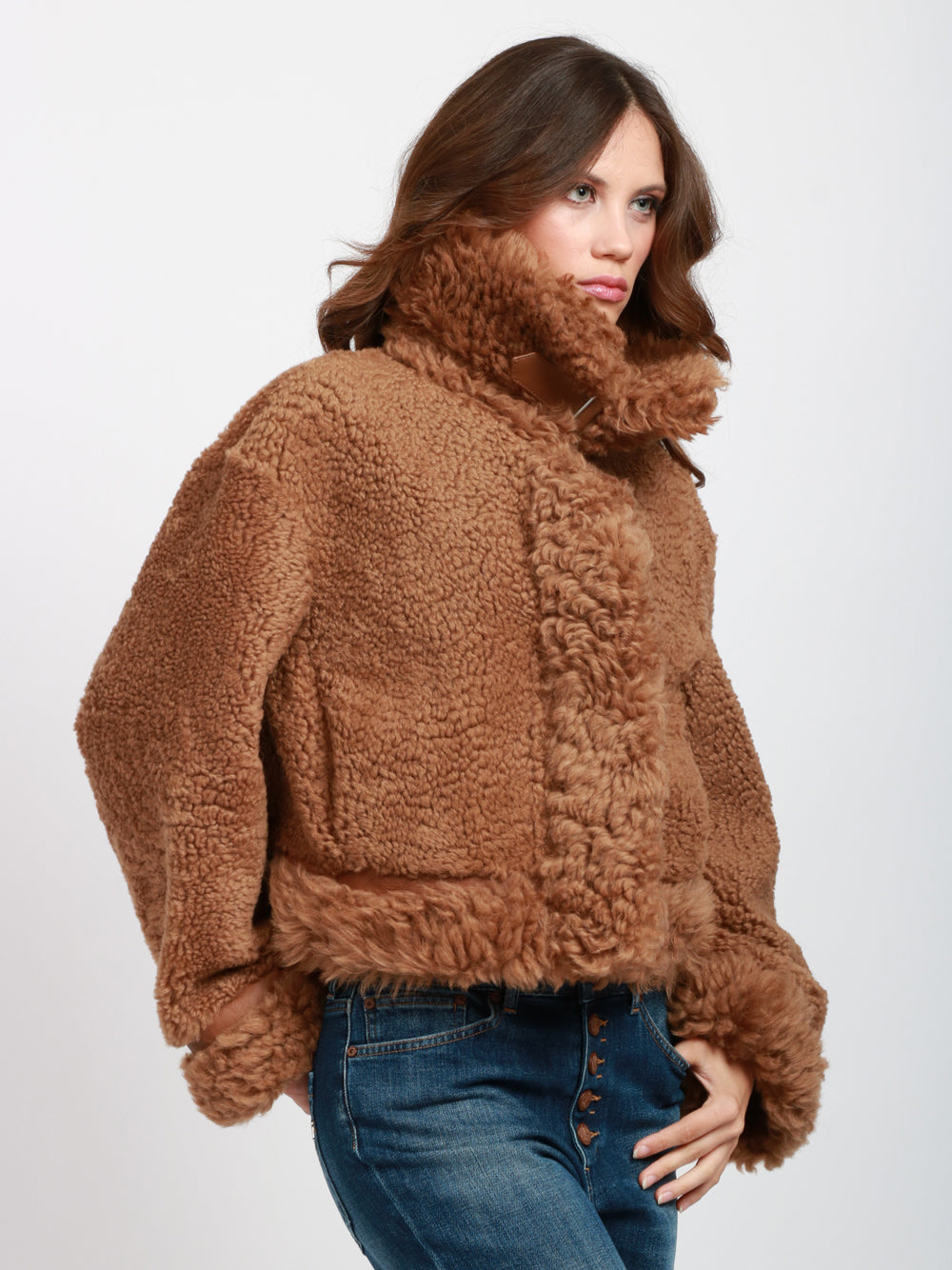 DONDUP Giubbino Montone in Pelle Camel Doubleface Cammello