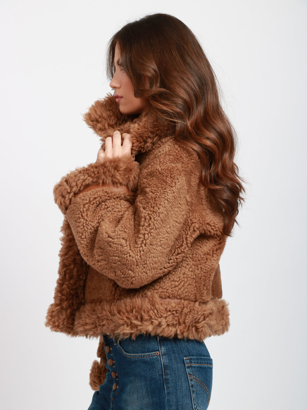 DONDUP Giubbino Montone in Pelle Camel Doubleface Cammello