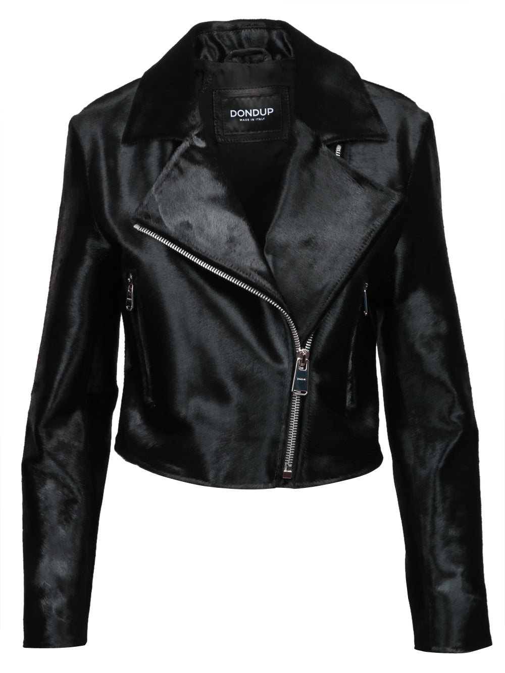 DONDUP Giubbino Crop in Cavallino Nero Nero