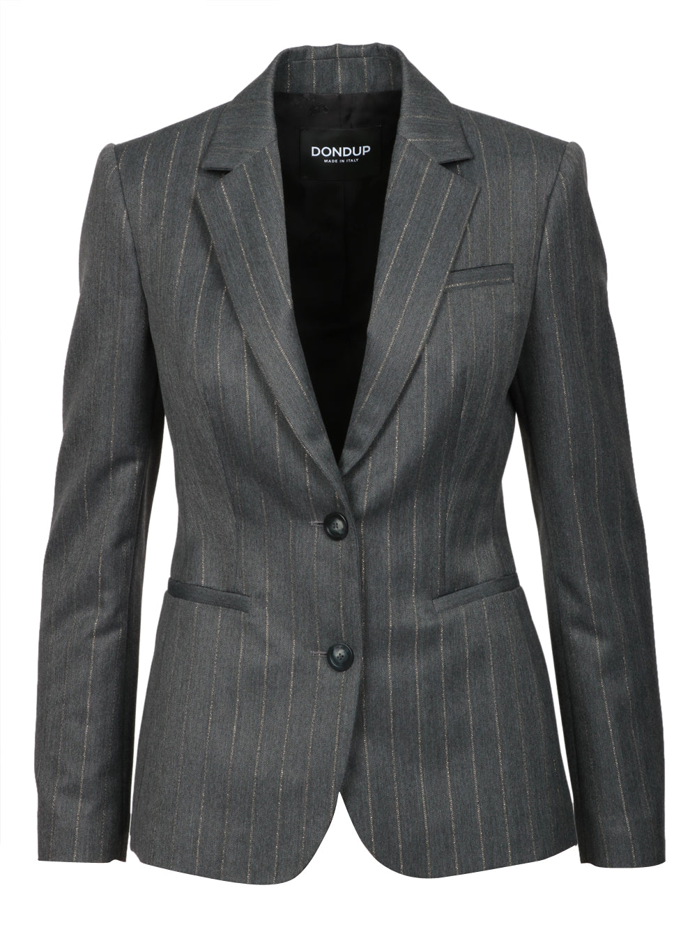DONDUP Giacca Monopetto Grigia Gessata con Lurex Grigio