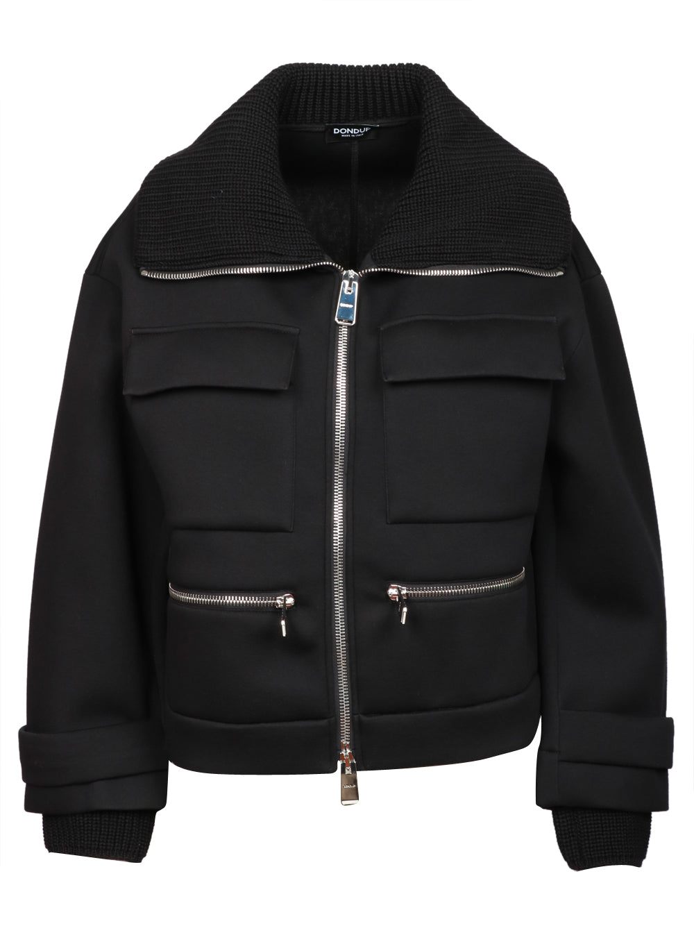 DONDUP Giubbino in Neoprene Nero Over Nero