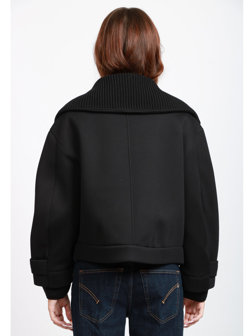 DONDUP Giubbino in Neoprene Nero Over Nero