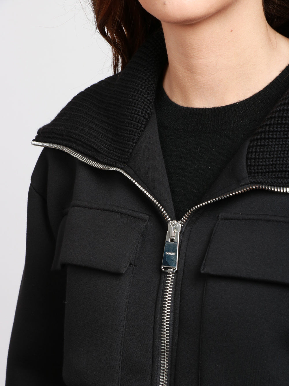 DONDUP Giubbino in Neoprene Nero Over Nero