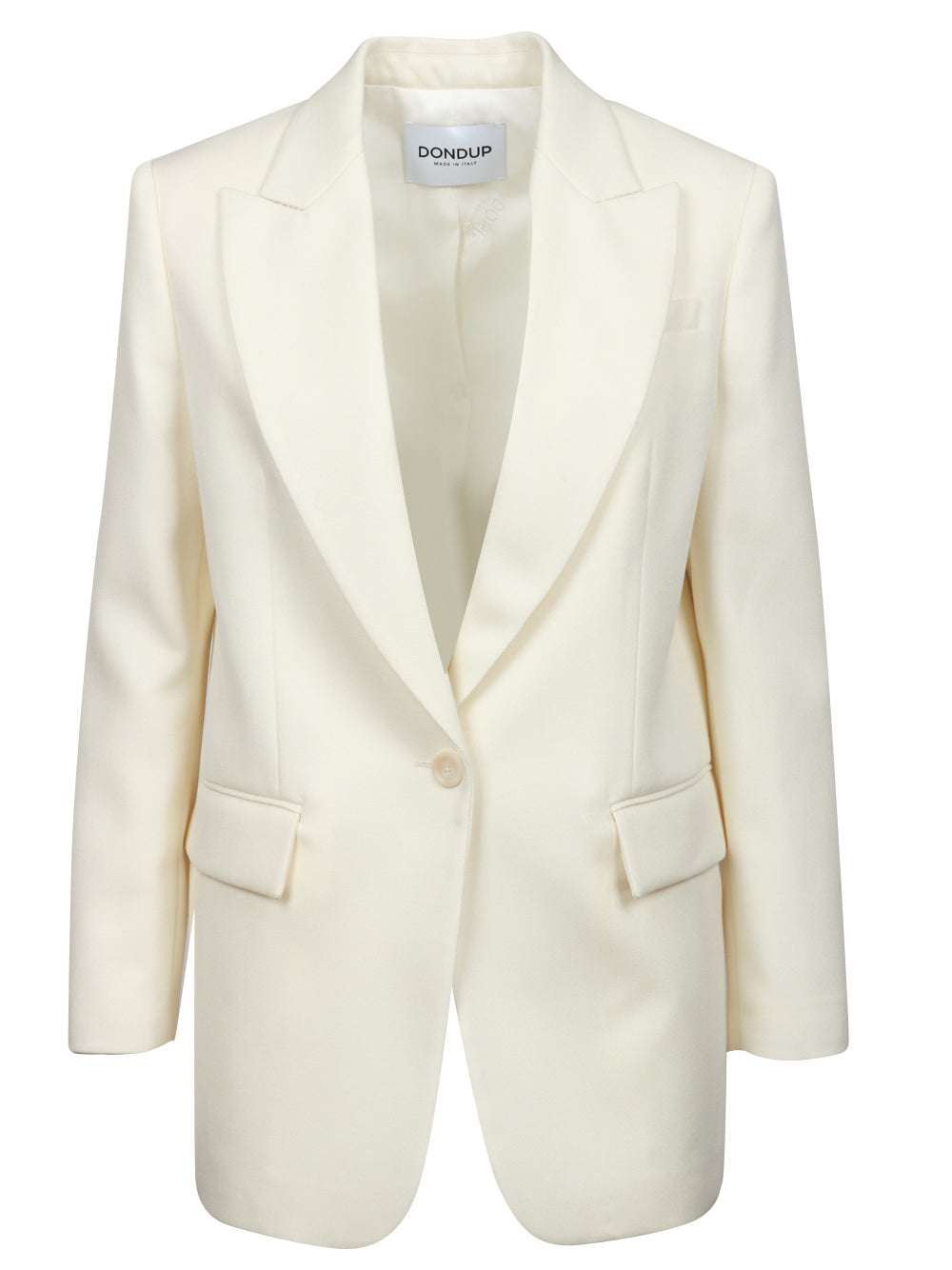 DONDUP Giacca Monopetto in Canvas di Lana Vergine Panna Panna