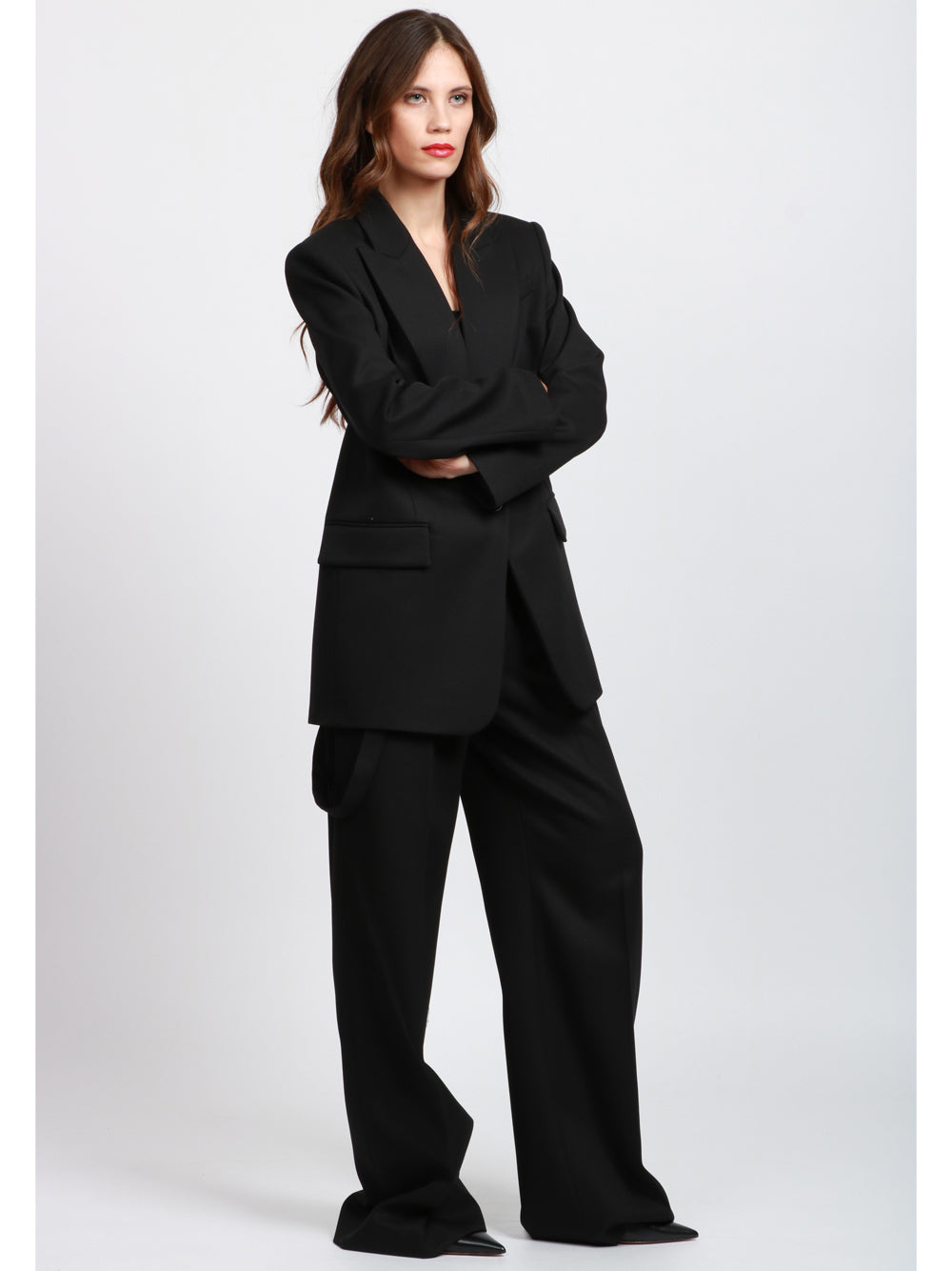 DONDUP Giacca Monopetto in Canvas di Lana Vergine Nera Nero