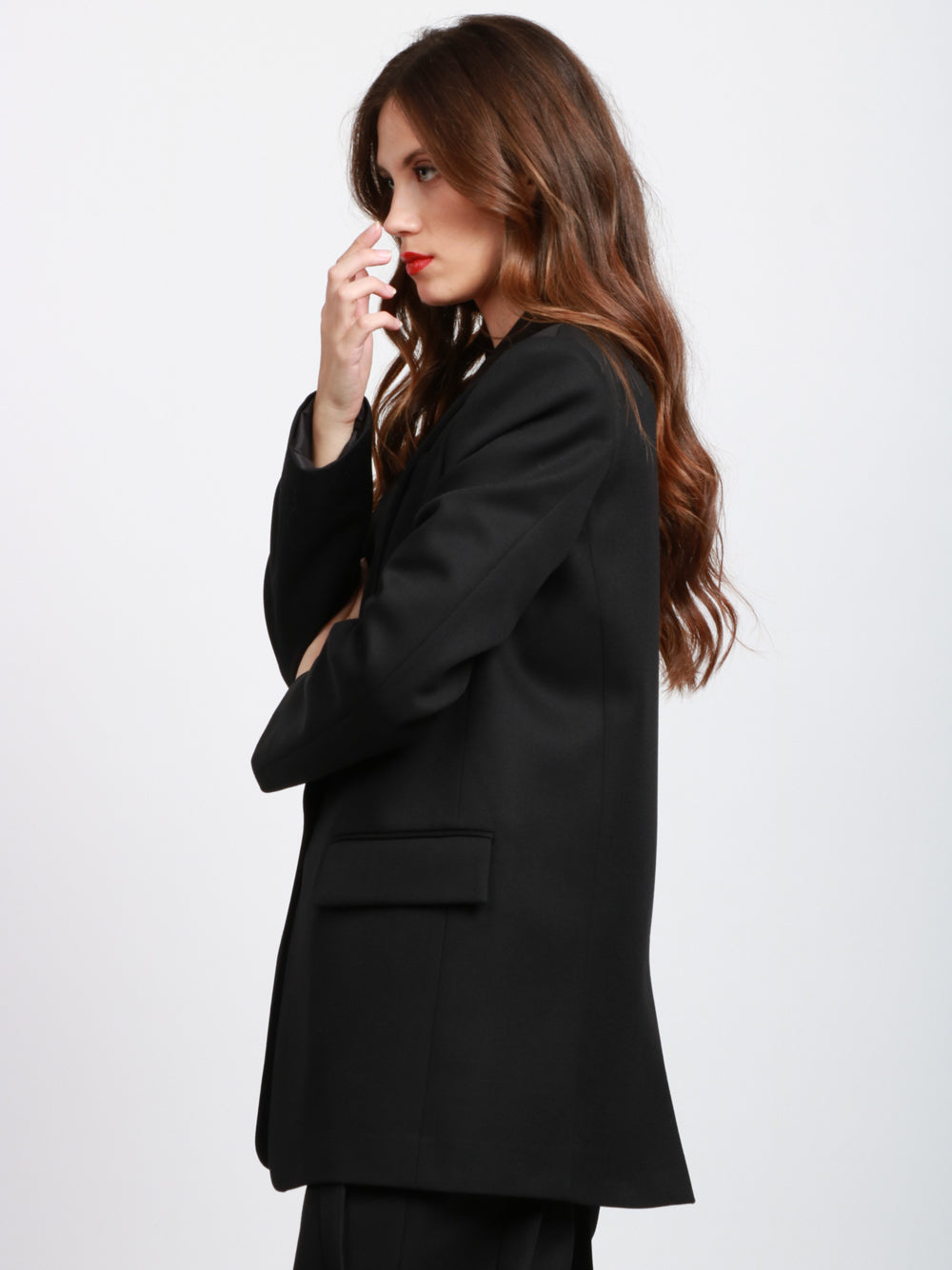 DONDUP Giacca Monopetto in Canvas di Lana Vergine Nera Nero