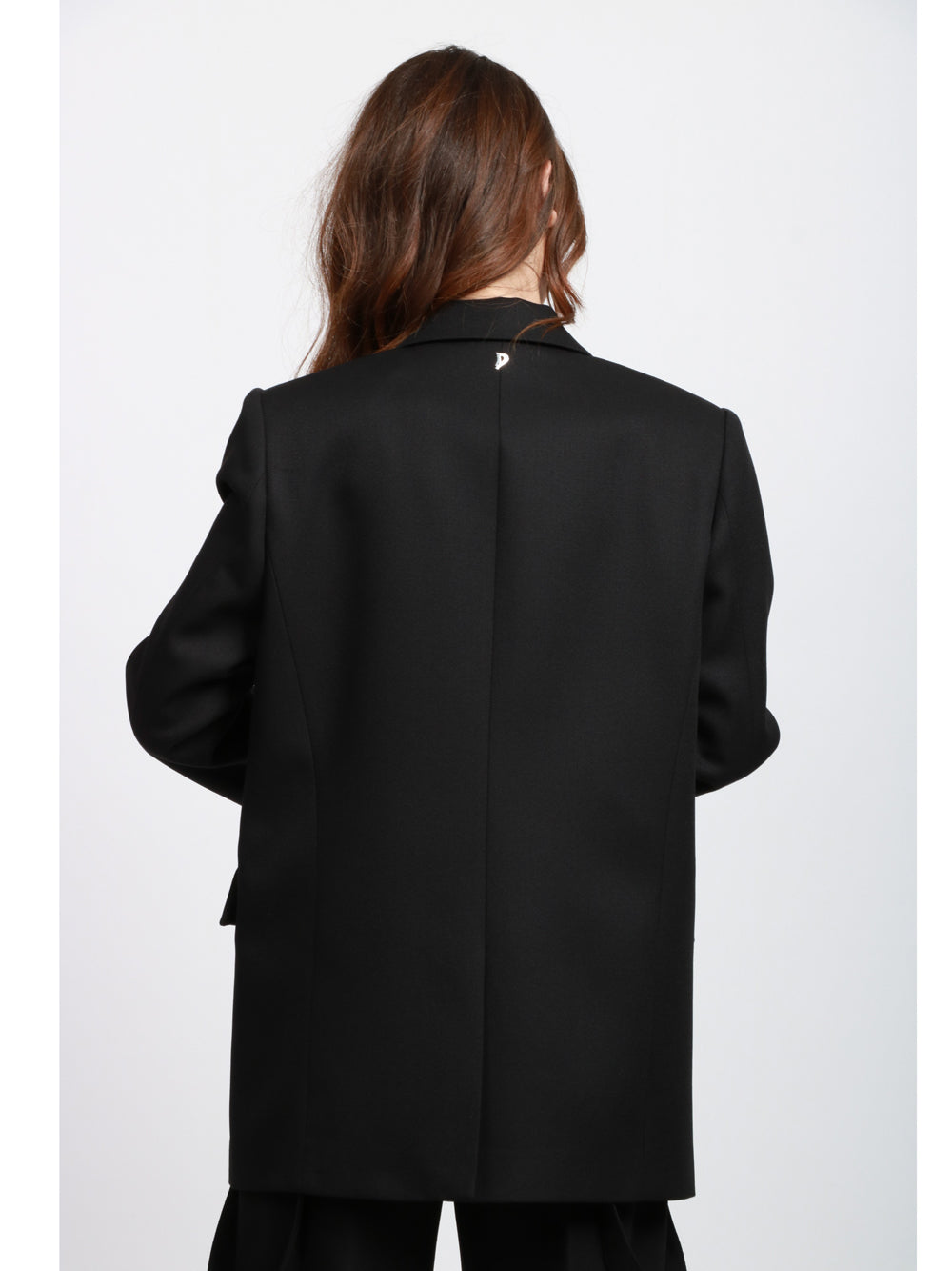 DONDUP Giacca Monopetto in Canvas di Lana Vergine Nera Nero