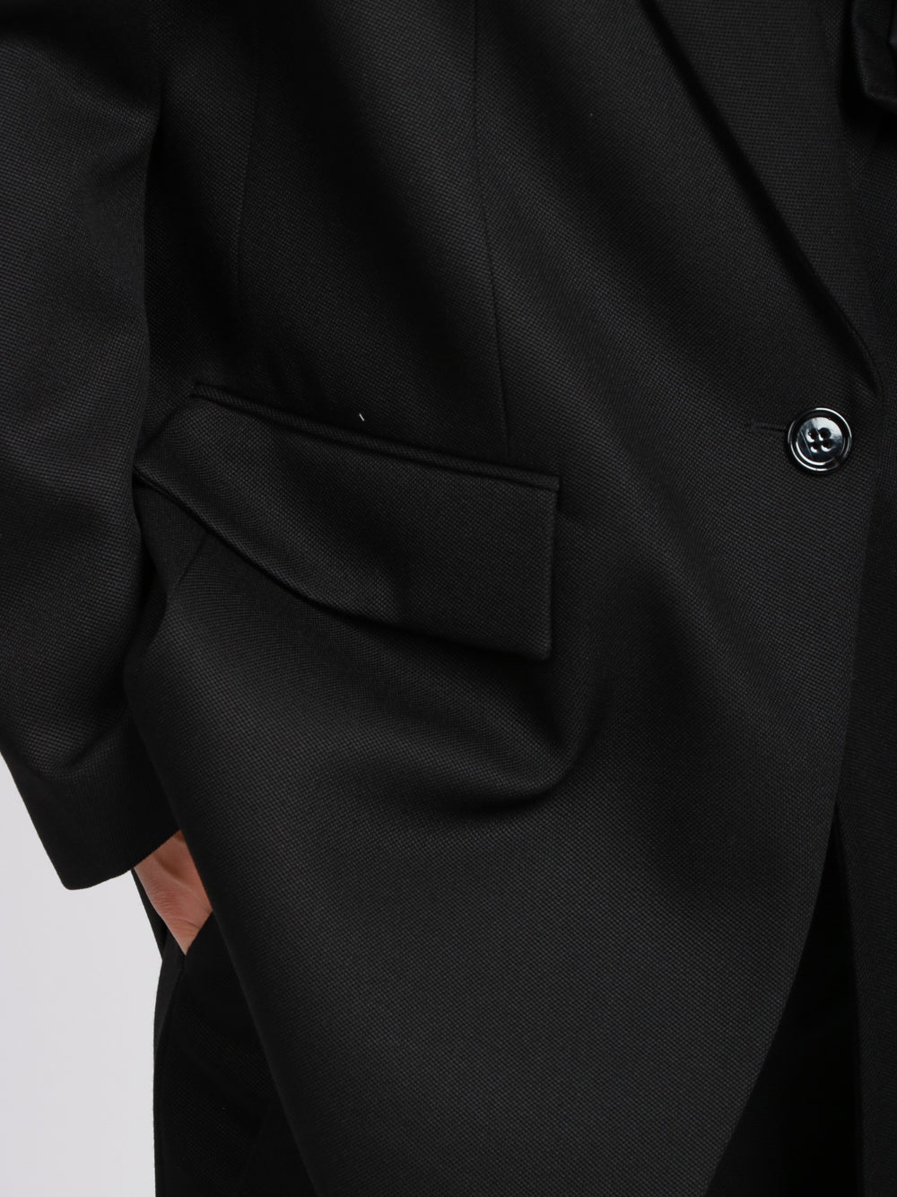 DONDUP Giacca Monopetto in Canvas di Lana Vergine Nera Nero