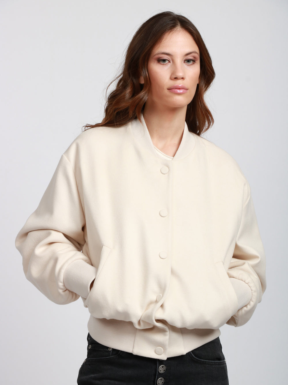 DONDUP Bomber Imbottito in Cashmere Panna Panna