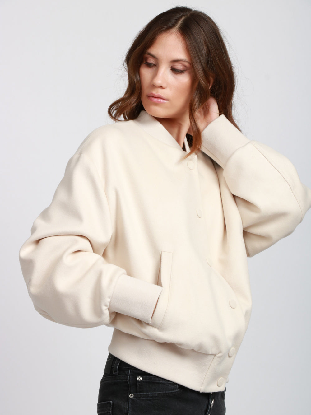 DONDUP Bomber Imbottito in Cashmere Panna Panna
