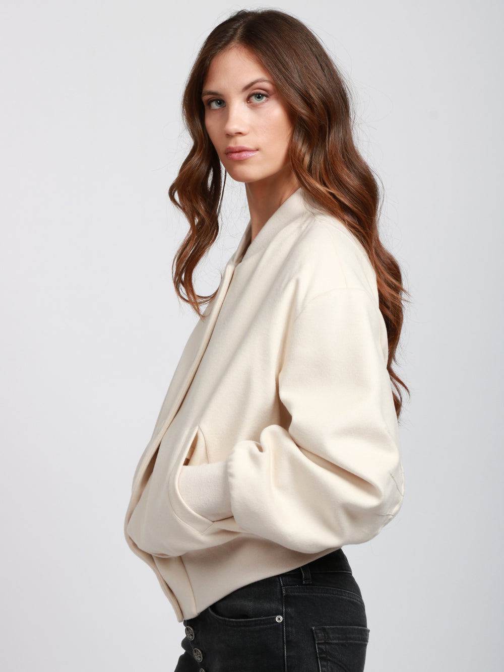DONDUP Bomber Imbottito in Cashmere Panna Panna
