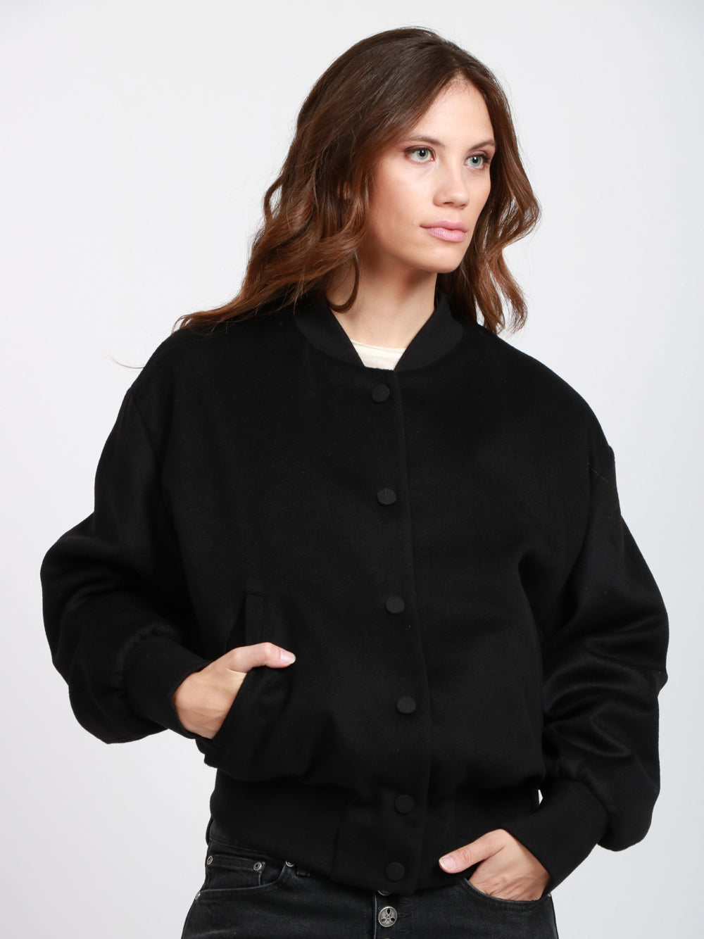 DONDUP Bomber Imbottito in Cashmere Nero Nero